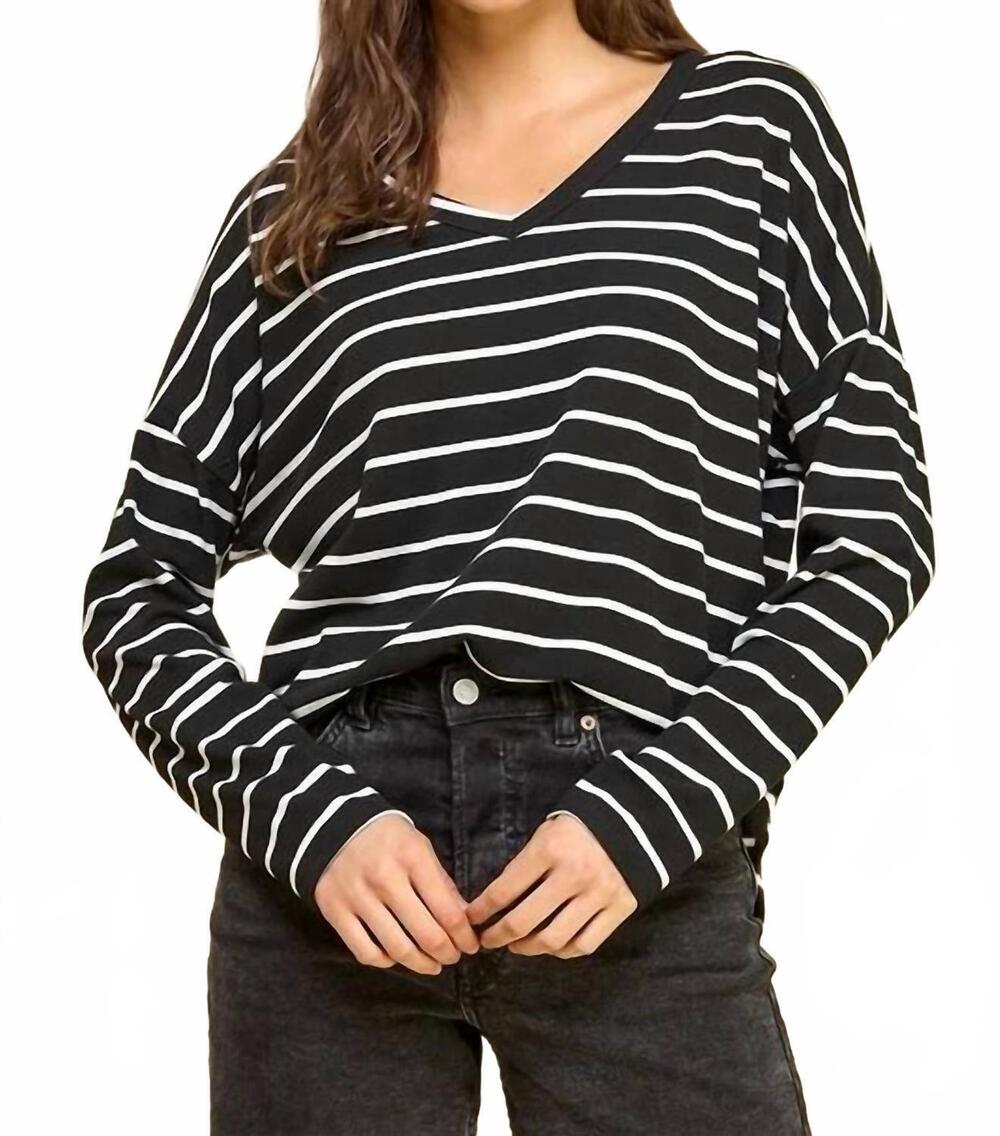 NEW LES AMIS basic striped top in black
